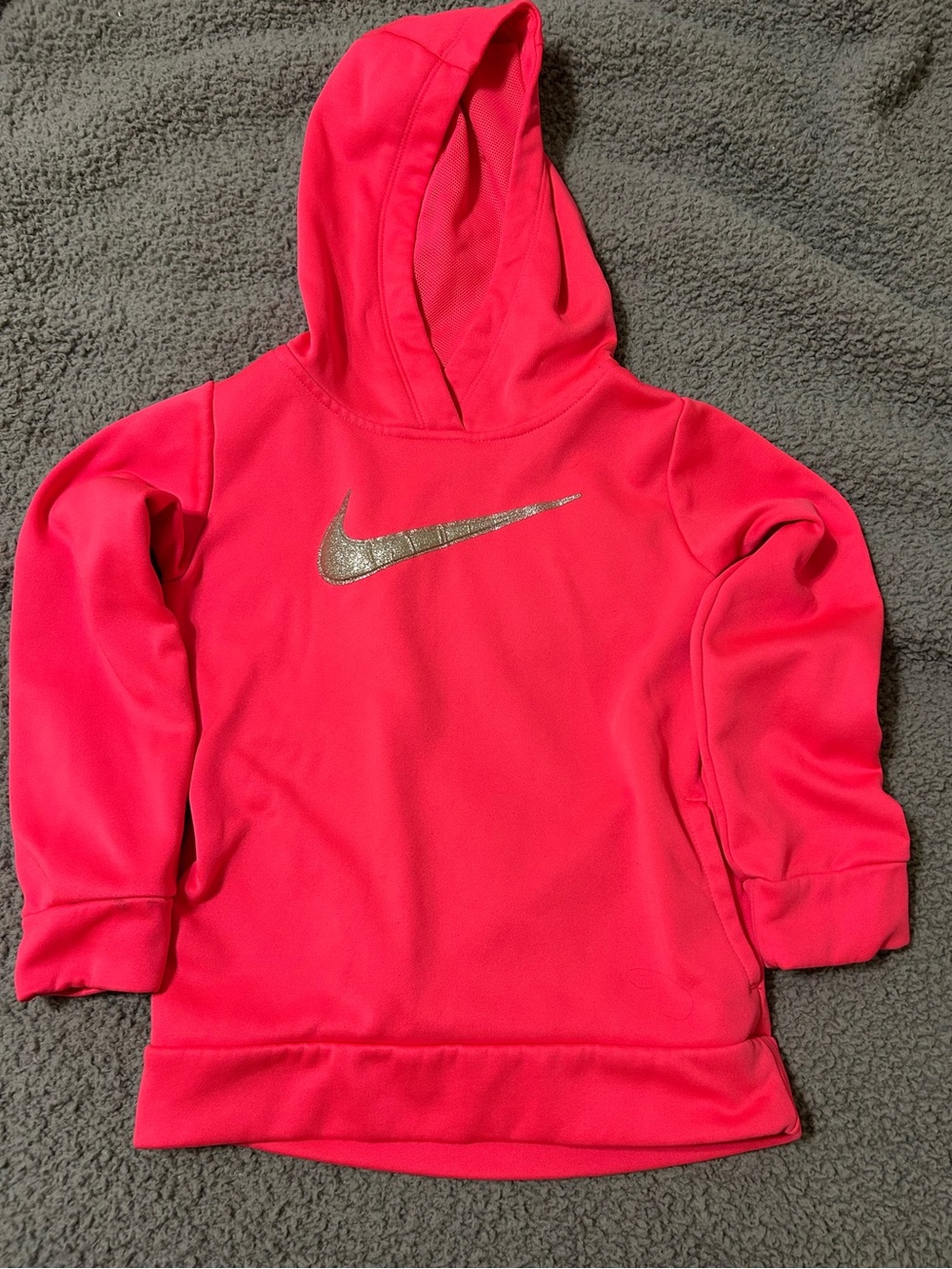 Nike Kids Hot Pink Hoodie with Metallic Silver Swoosh